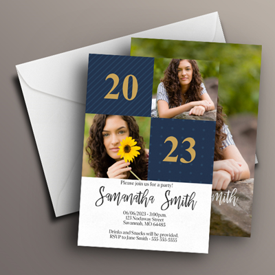 Graduation Invite 5" x 7" - Checkerboard