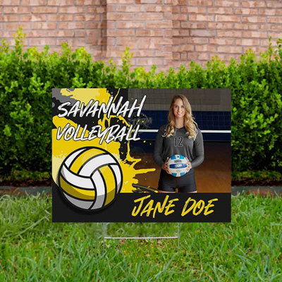 Volleyball Yard Sign Design 4 Black & Yellow