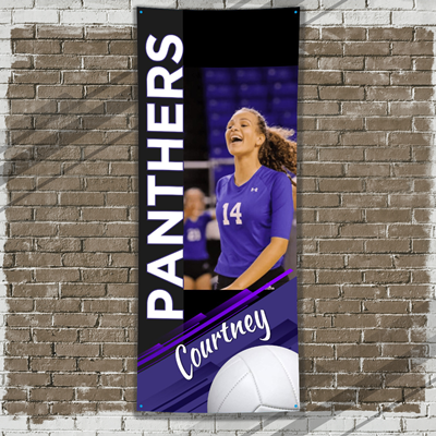 Volleyball Player Banner Purple