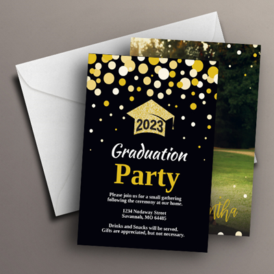 Graduation Invite 5" x 7" - Glitter Cap