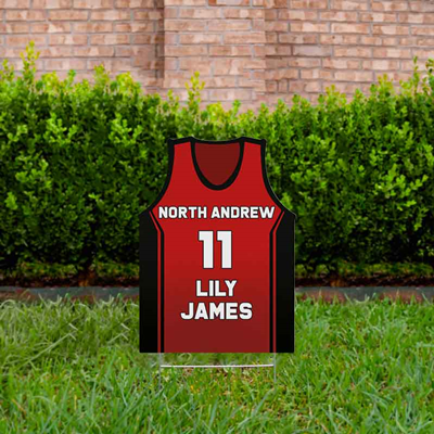 Basketball Yard Sign Design 3 Red & Black