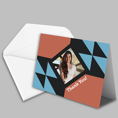 Graduation Thank You Card - 5.5x4.25 - Geometric Background