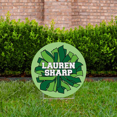 Cheer Yard Sign Pom Pom Green