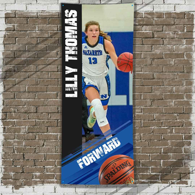 Basketball Player Banner Blue