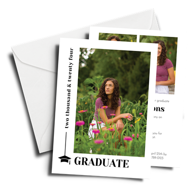 Graduation Invite 5" x 7" - Simple, Elegant