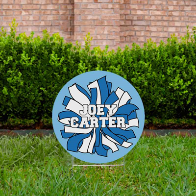 Cheer Yard Sign Pom Pom Light Blue