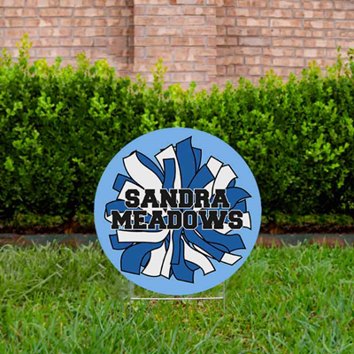 Cheer Yard Sign Pom Pom Blue