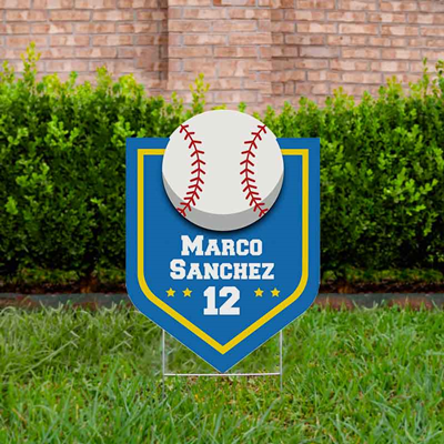 Baseball Yard Sign Design 3 Blue & Gold