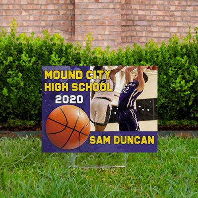 Basketball Yard Sign Design 2 Purple