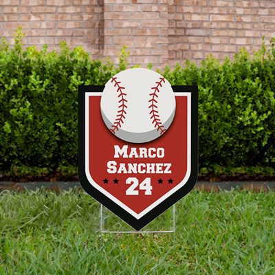 Baseball Yard Sign Design 3 Red & Black