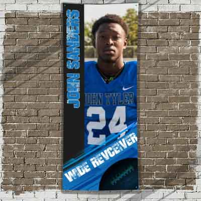 Football Player Banner Light Blue