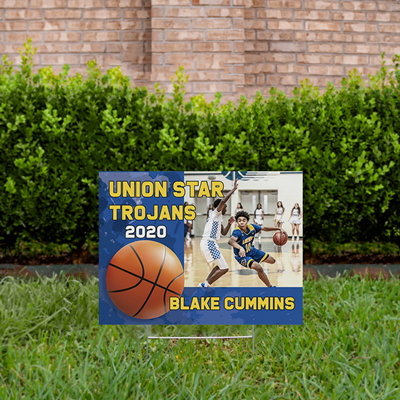 Basketball Yard Sign Design 2 Blue