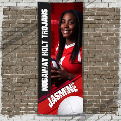Volleyball Player Banner Red