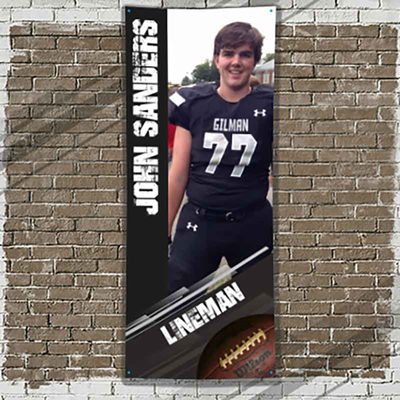 Football Player Banner Black