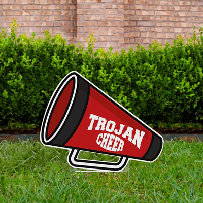 Cheer Yard Sign Megaphone Red & Black