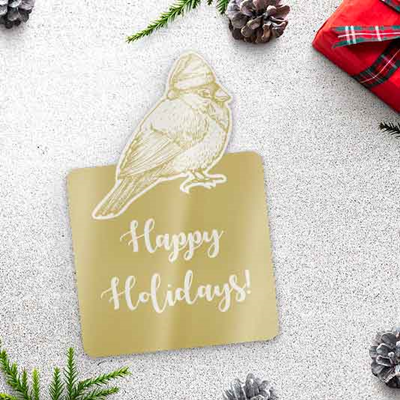 Gold Bird Christmas Card