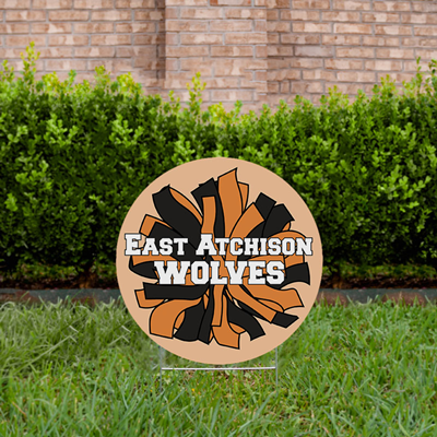 Cheer Yard Sign Pom Pom Orange