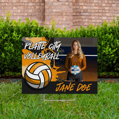 Volleyball Yard Sign Design 4 Orange