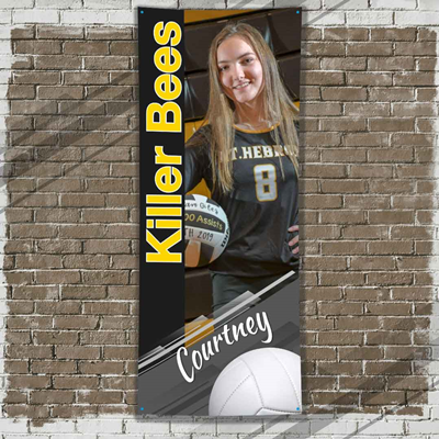 Volleyball Player Banner Black