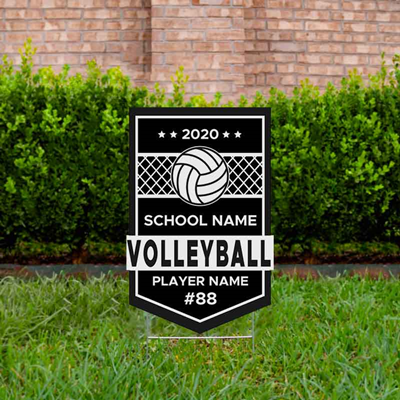 Volleyball Yard Sign Design 1 Black