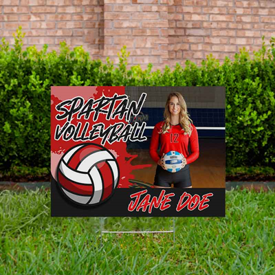 Volleyball Yard Sign Design 4 Red