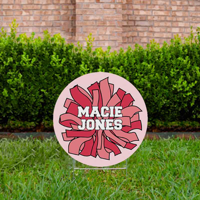 Cheer Yard Sign Pom Pom Pink