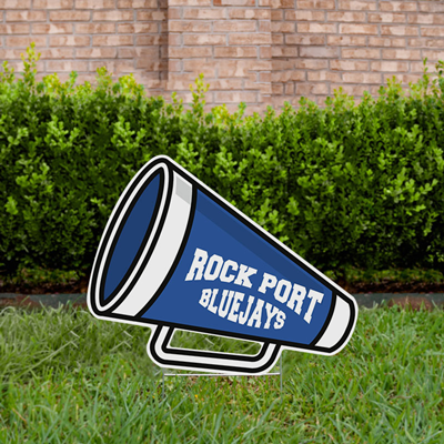 Cheer Yard Sign Megaphone Blue