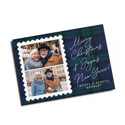 Holiday Card 7"x5"_Tartan Stamp