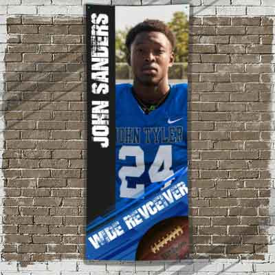 Football Player Banner Blue