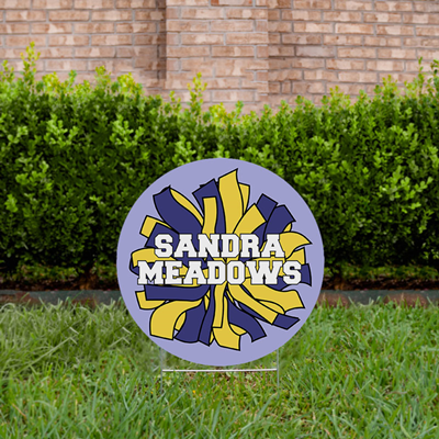 Cheer Yard Sign Pom Pom Purple