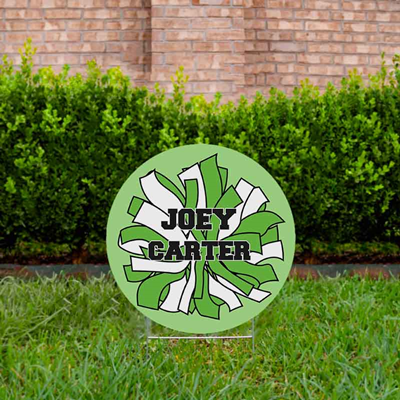 Cheer Yard Sign Pom Pom Light Green