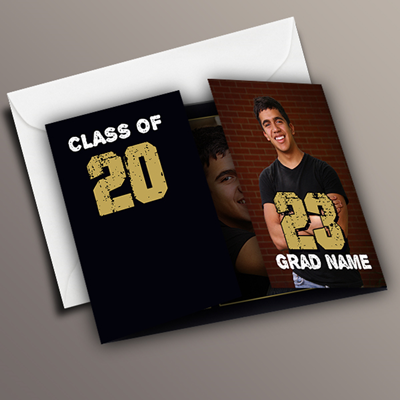 Graduation Invite 7" x 5" Gatefold - Gold and Custom Color