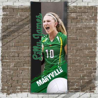 Volleyball Player Banner Green
